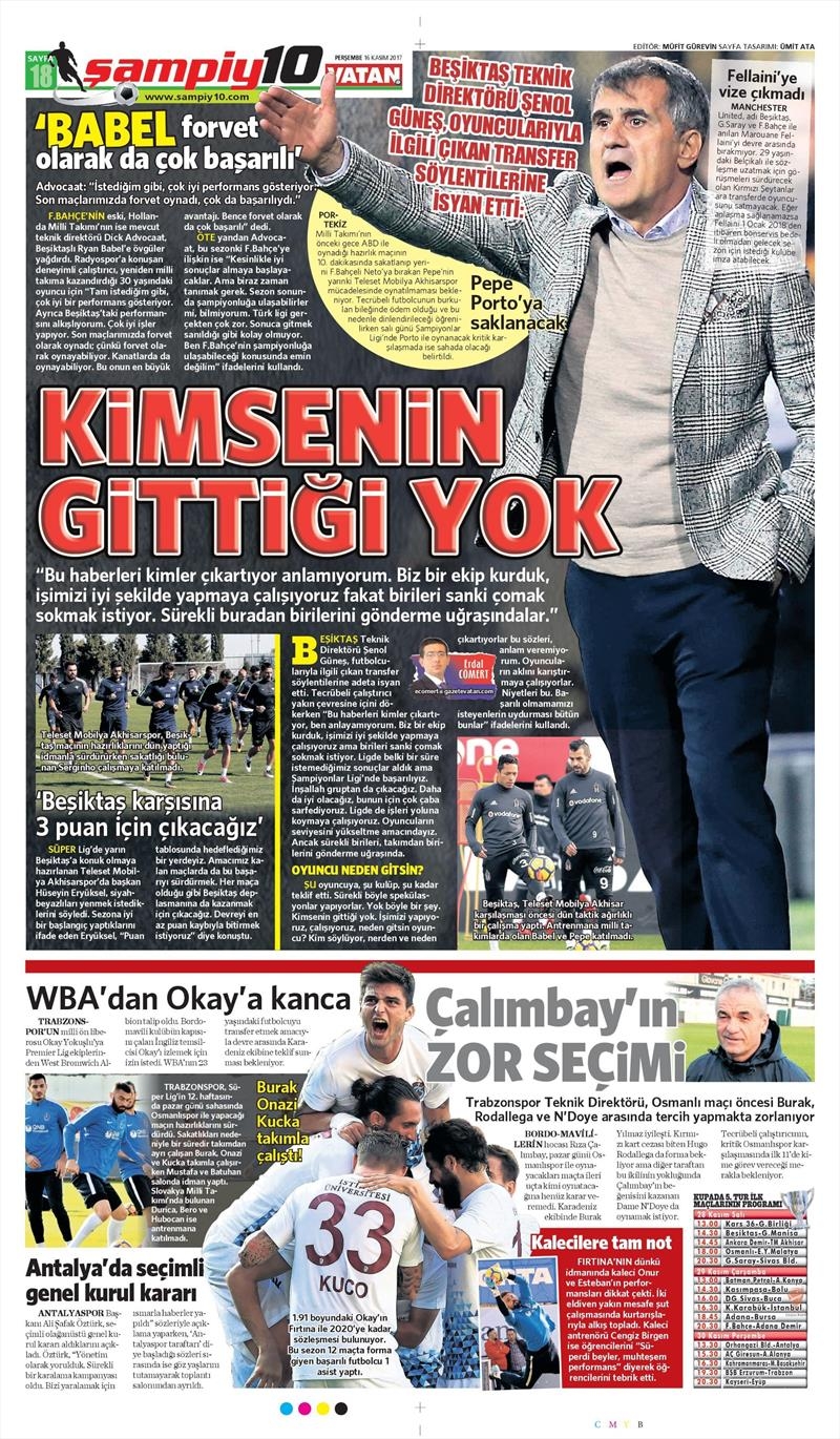 16 Kasım 2017 | Gazetelerin Beşiktaş Manşetleri - Görsel 12