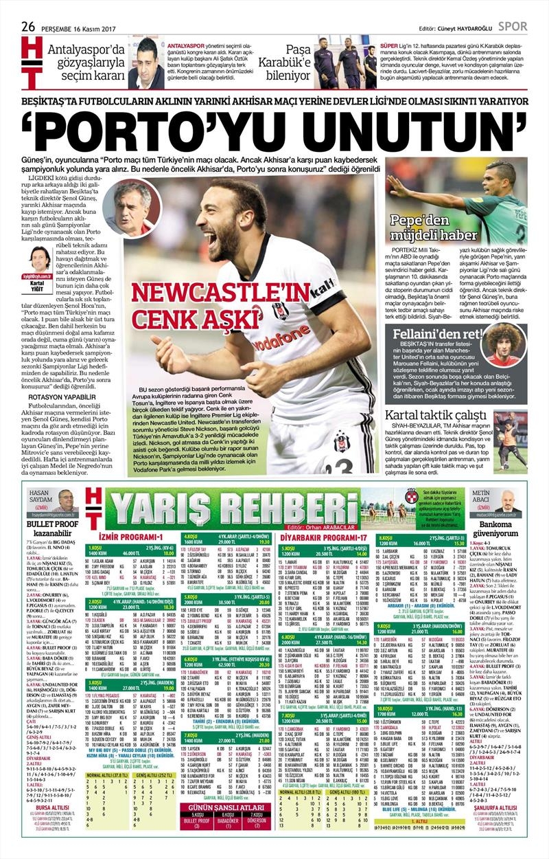 16 Kasım 2017 | Gazetelerin Beşiktaş Manşetleri - Görsel 6