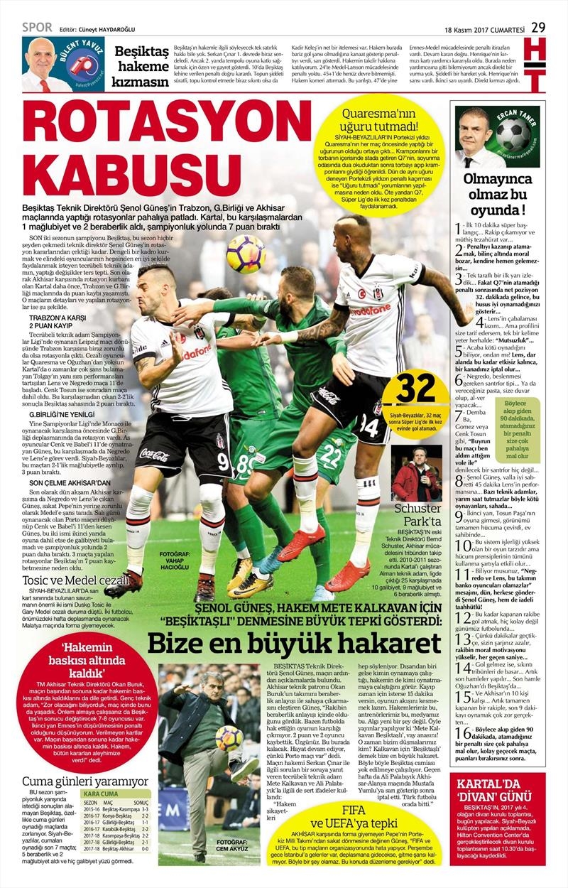 18 Kasım 2017 | Gazetelerin Beşiktaş Manşetleri - Görsel 10