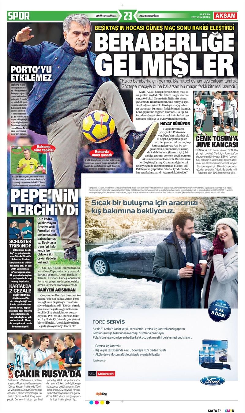 18 Kasım 2017 | Gazetelerin Beşiktaş Manşetleri - Görsel 12
