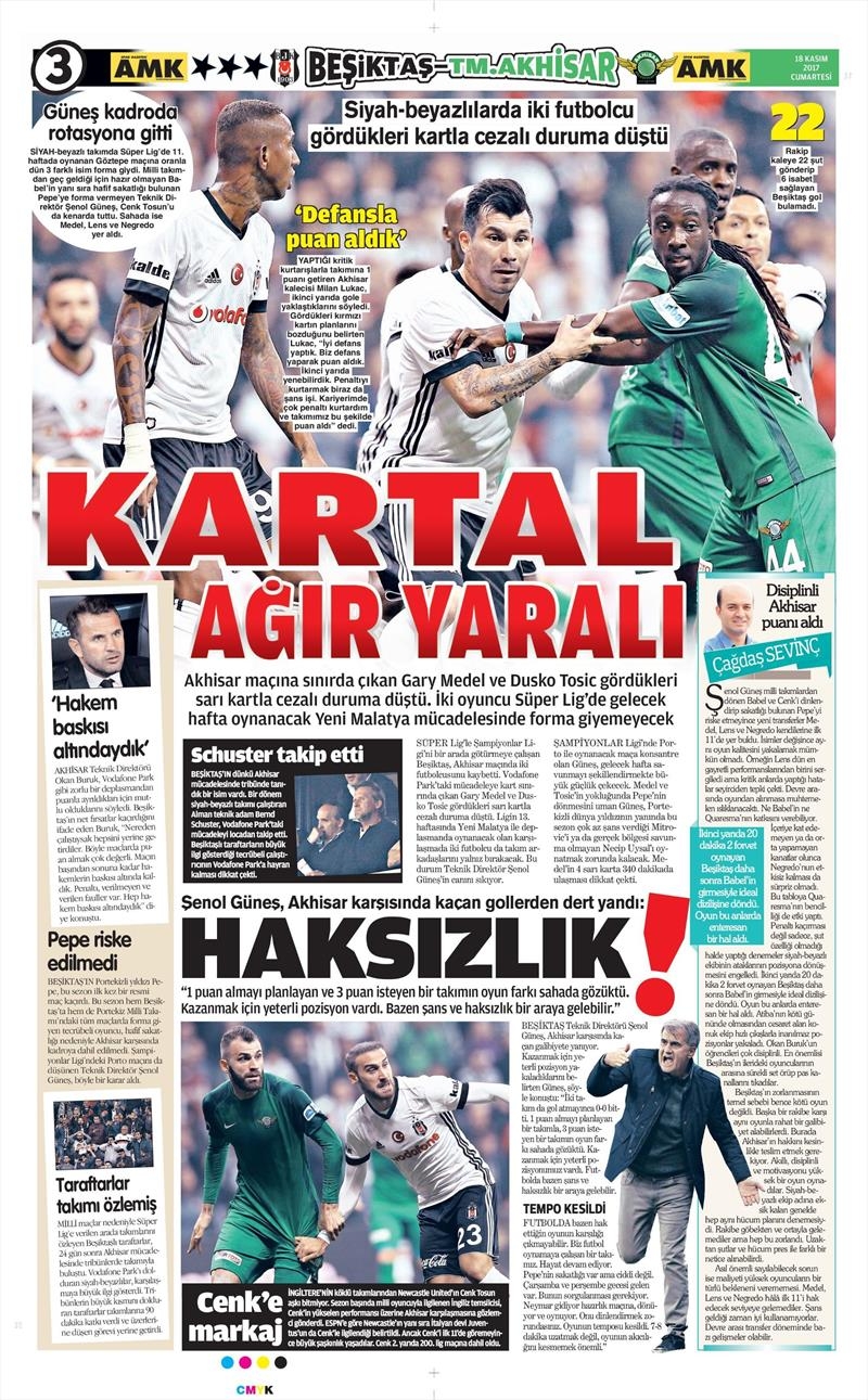 18 Kasım 2017 | Gazetelerin Beşiktaş Manşetleri - Görsel 15