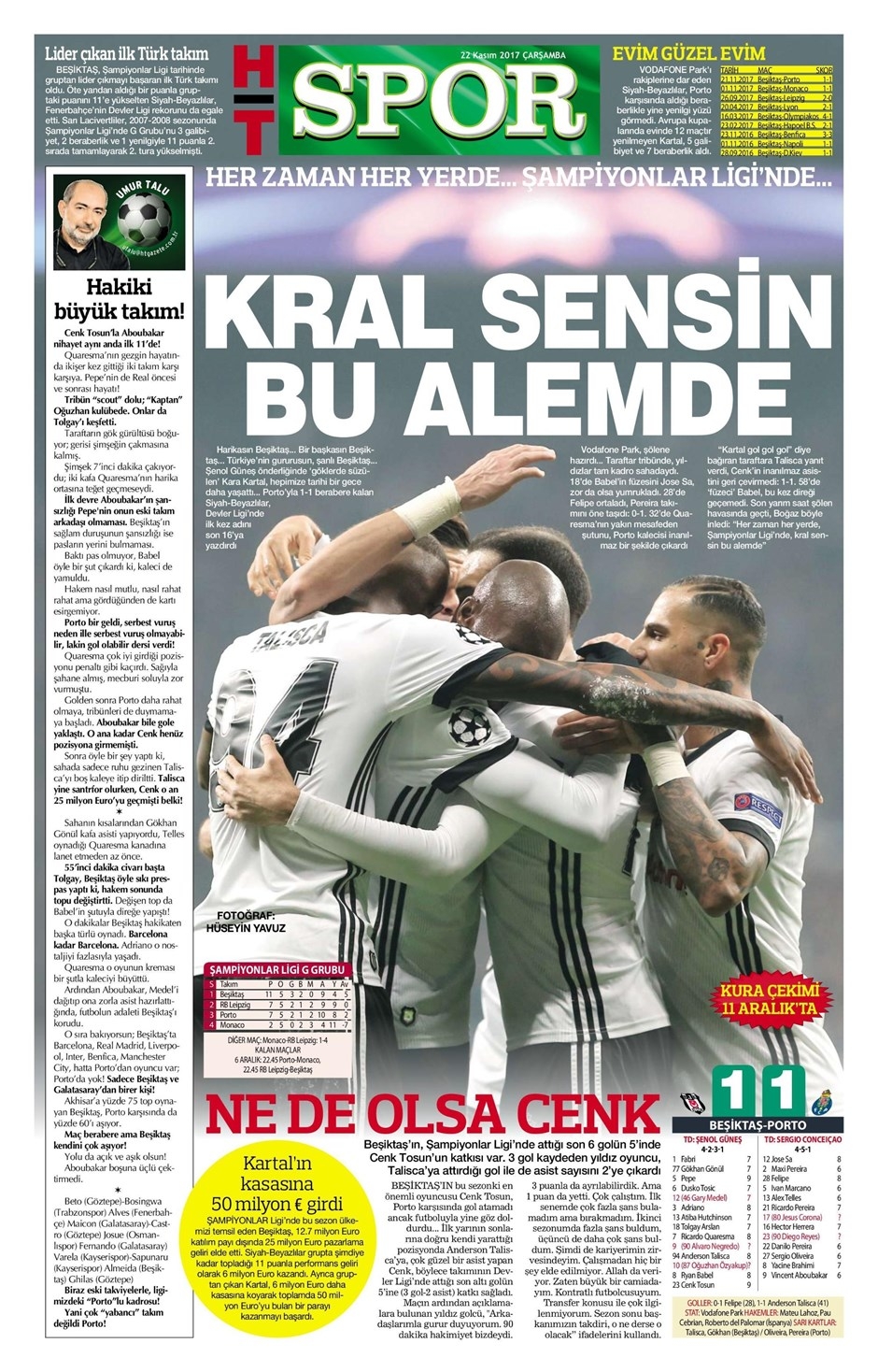 22 Kasım 2017 | Gazetelerin Beşiktaş Manşetleri - Görsel 6