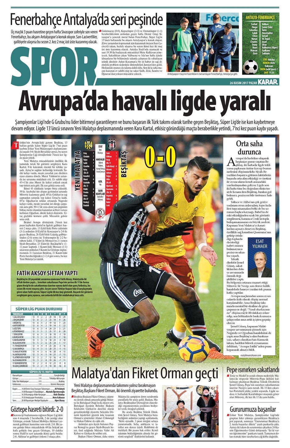 26 Kasım 2017 | Gazetelerin Beşiktaş Manşetleri - Görsel 1