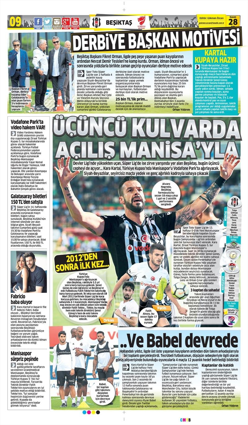 28 Kasım 2017 | Gazetelerin Beşiktaş Manşetleri - Görsel 2