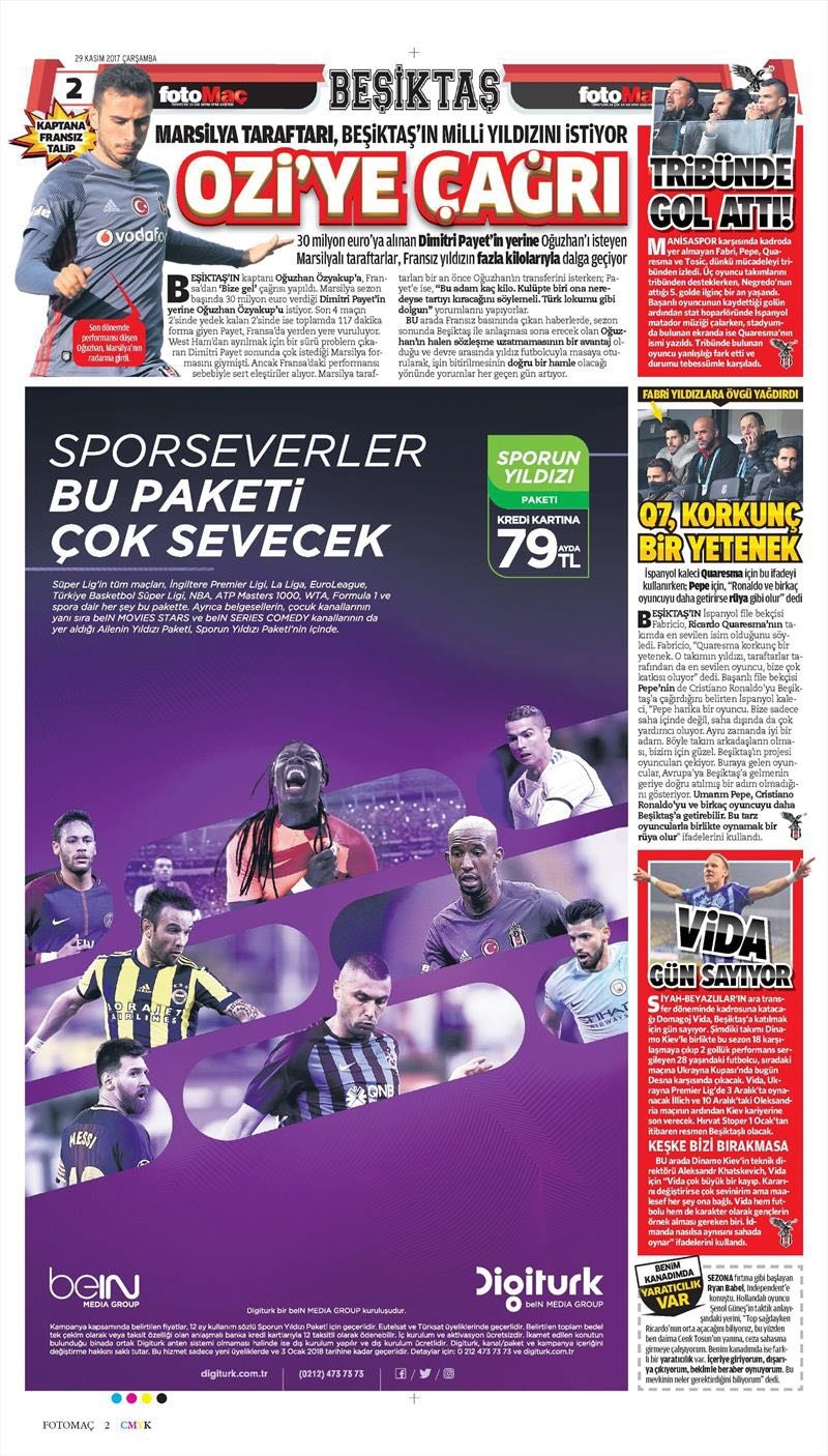 29 Kasım 2017 | Gazetelerin Beşiktaş Manşetleri - Görsel 2