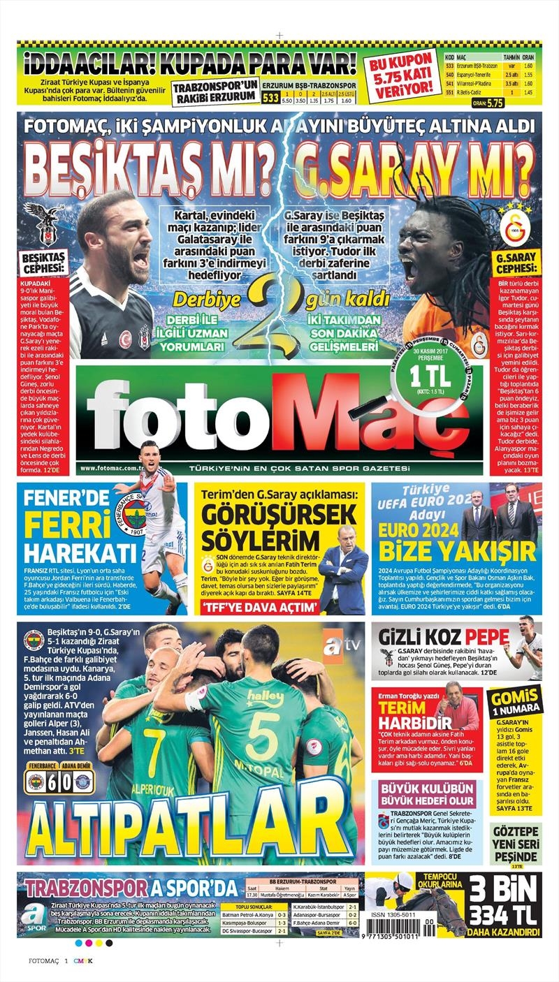 30 Kasım 2017 | Gazetelerin Beşiktaş Manşetleri - Görsel 2