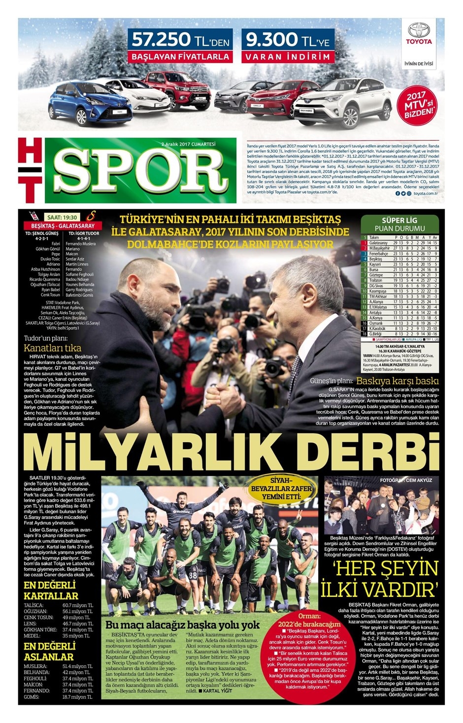 2 Aralık 2017 | Gazetelerin Beşiktaş Manşetleri - Görsel 4