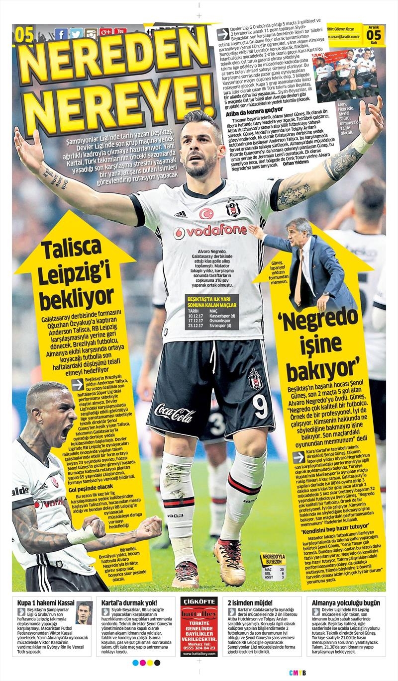 5 Aralık 2017 | Gazetelerin Beşiktaş Manşetleri - Görsel 2