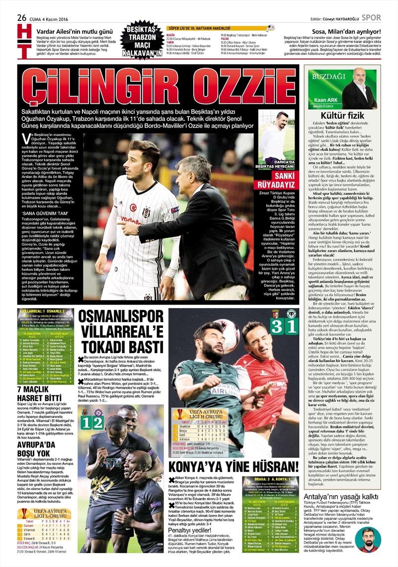 4 Kasım 2016 | Gazetelerin Beşiktaş sayfaları - Görsel 3