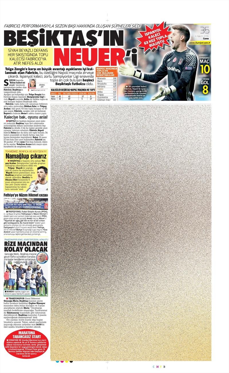 4 Kasım 2016 | Gazetelerin Beşiktaş sayfaları - Görsel 4