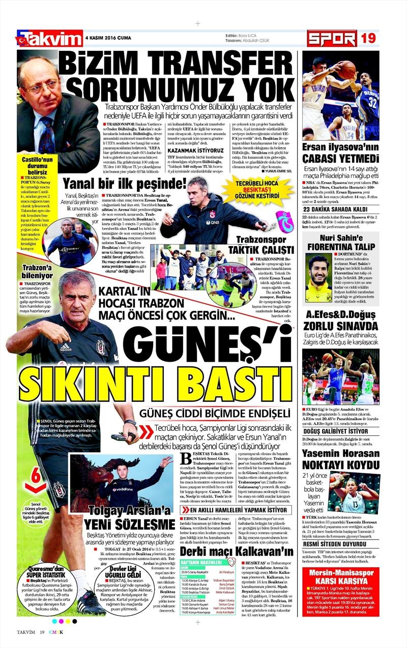 4 Kasım 2016 | Gazetelerin Beşiktaş sayfaları - Görsel 7