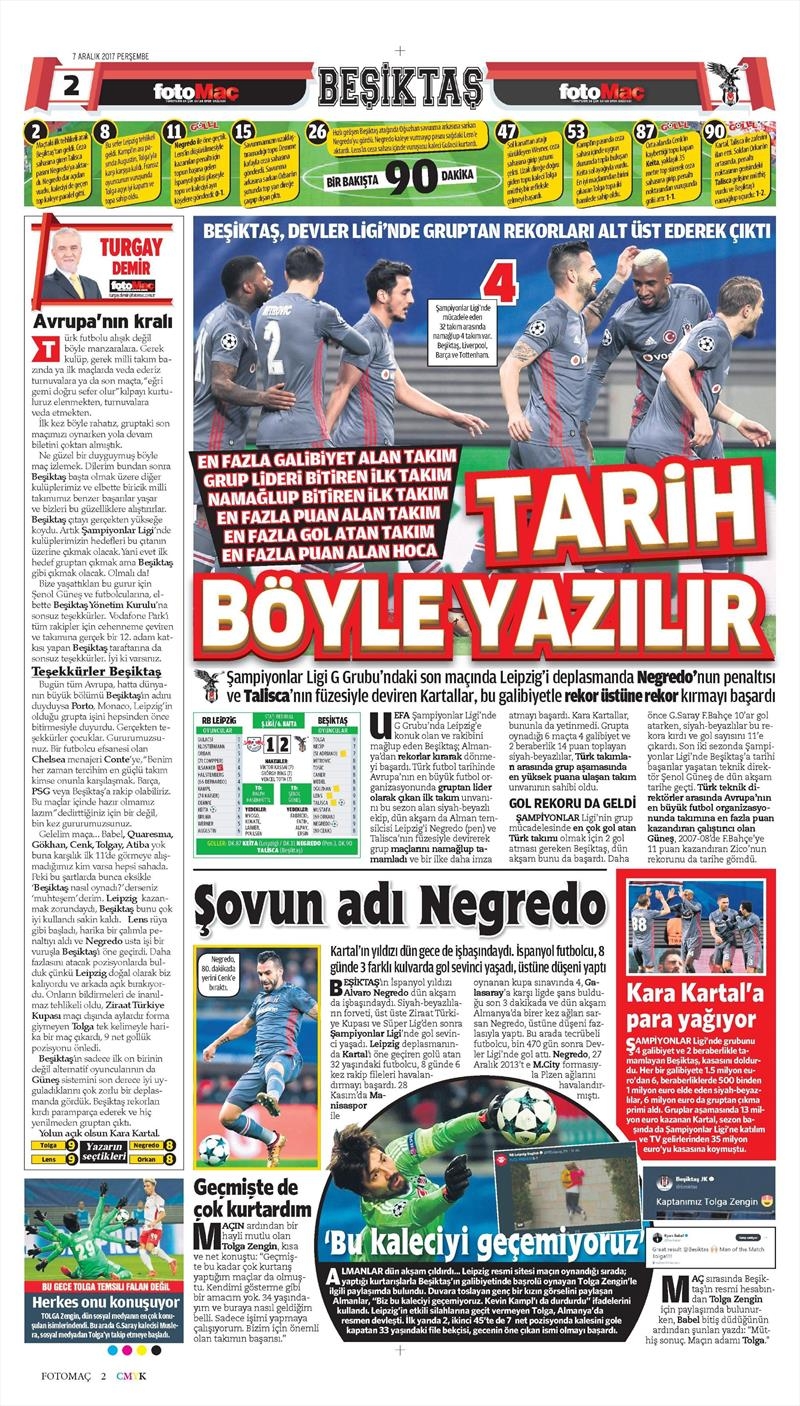 07 Kasım 2017 | Gazetelerin Beşiktaş Manşetleri - Görsel 11