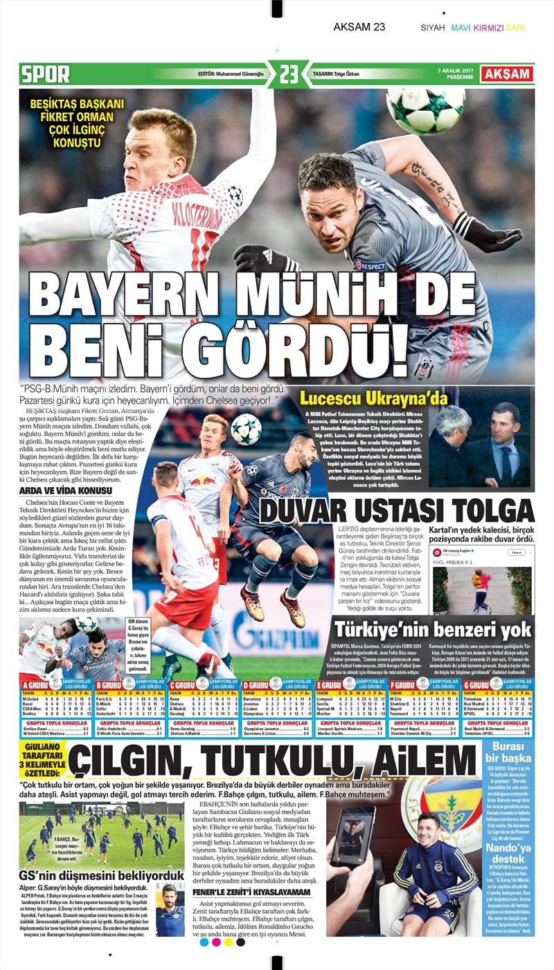 07 Kasım 2017 | Gazetelerin Beşiktaş Manşetleri - Görsel 2