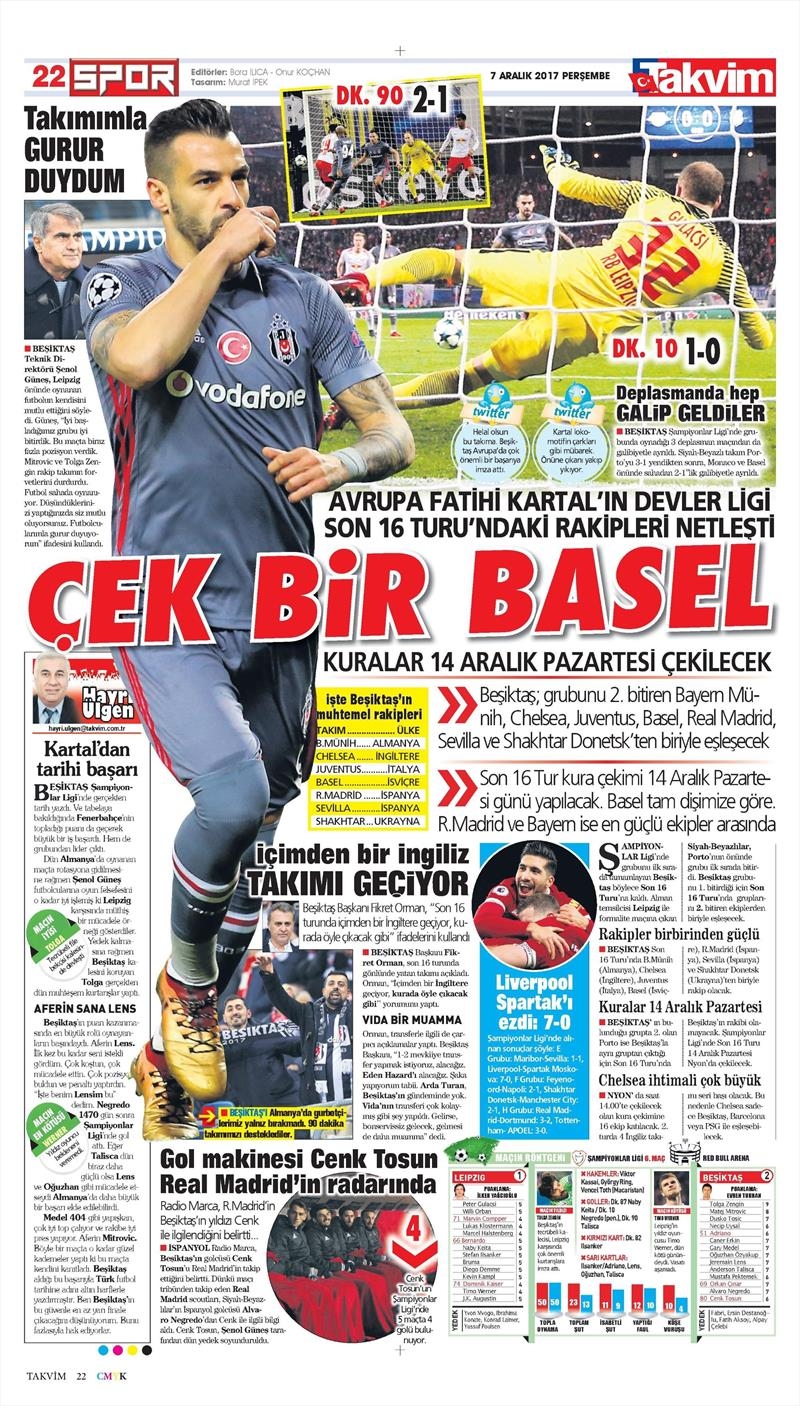07 Kasım 2017 | Gazetelerin Beşiktaş Manşetleri - Görsel 20