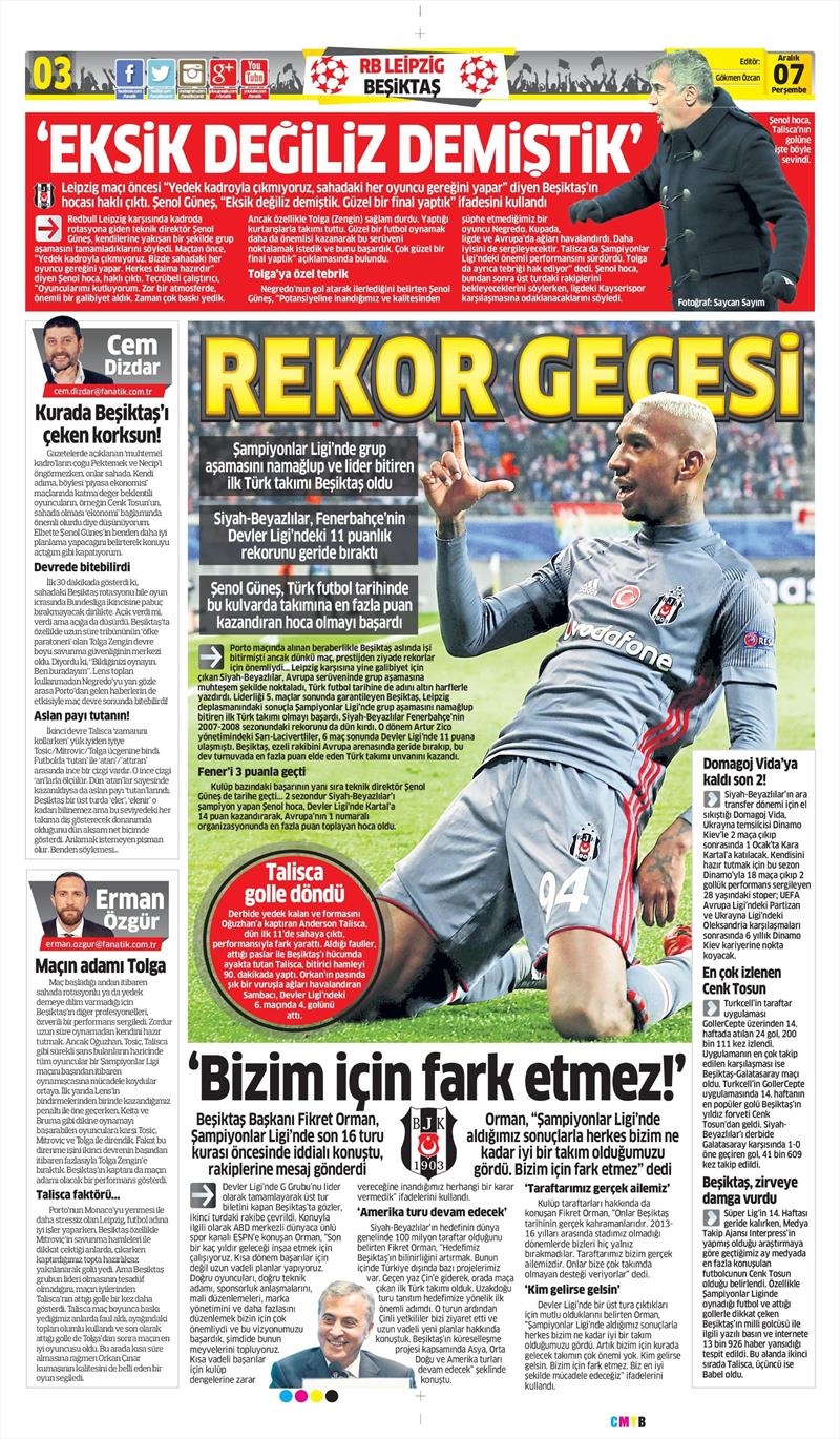 07 Kasım 2017 | Gazetelerin Beşiktaş Manşetleri - Görsel 7