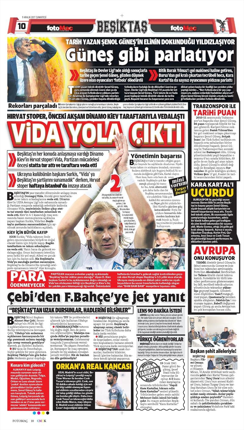 9 Aralık 2017 | Gazetelerin Beşiktaş Manşetleri - Görsel 3