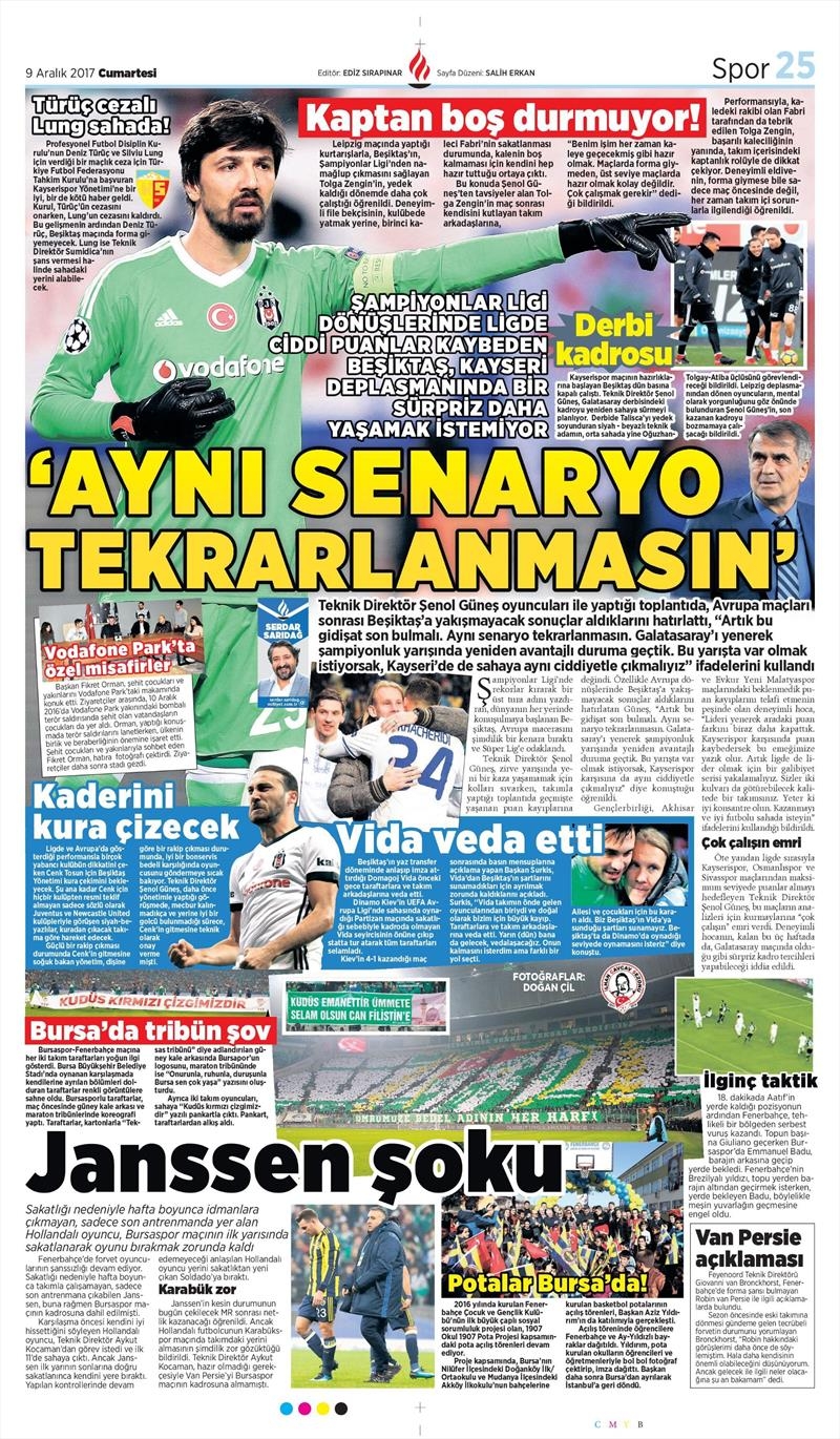 9 Aralık 2017 | Gazetelerin Beşiktaş Manşetleri - Görsel 6