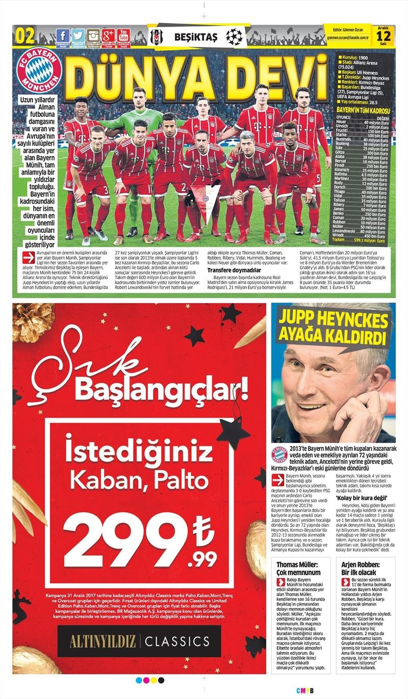 12 Aralık 2017 | Gazetelerin Beşiktaş Manşetleri - Görsel 2