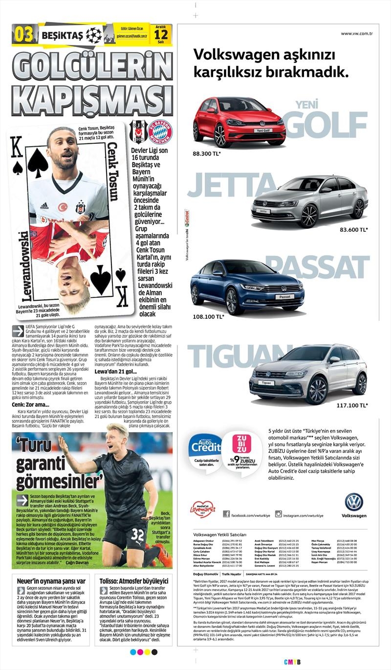 12 Aralık 2017 | Gazetelerin Beşiktaş Manşetleri - Görsel 3