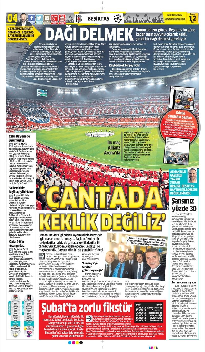 12 Aralık 2017 | Gazetelerin Beşiktaş Manşetleri - Görsel 4