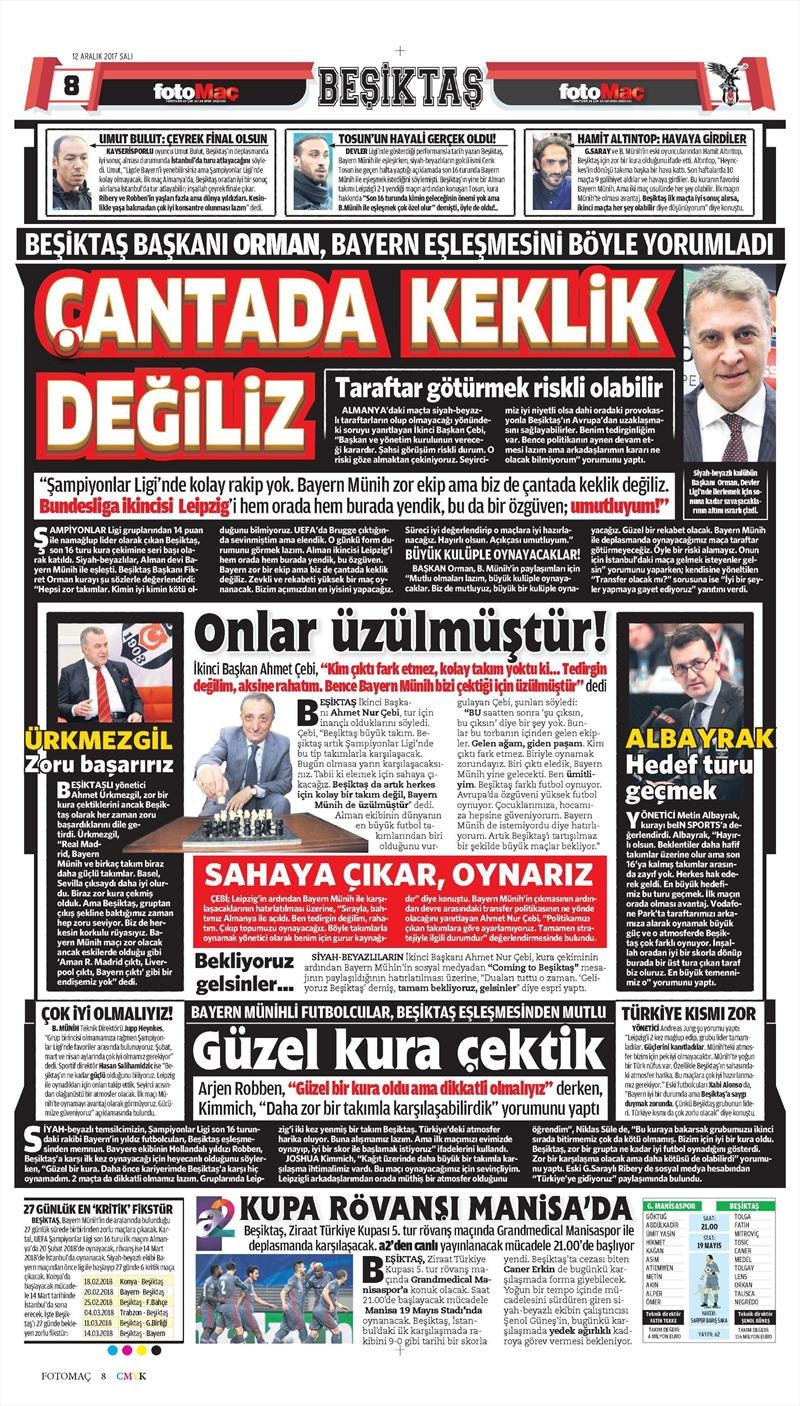 12 Aralık 2017 | Gazetelerin Beşiktaş Manşetleri - Görsel 5