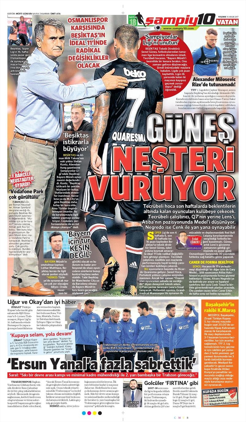 14 Aralık 2017 | Gazetelerin Beşiktaş Manşetleri - Görsel 7