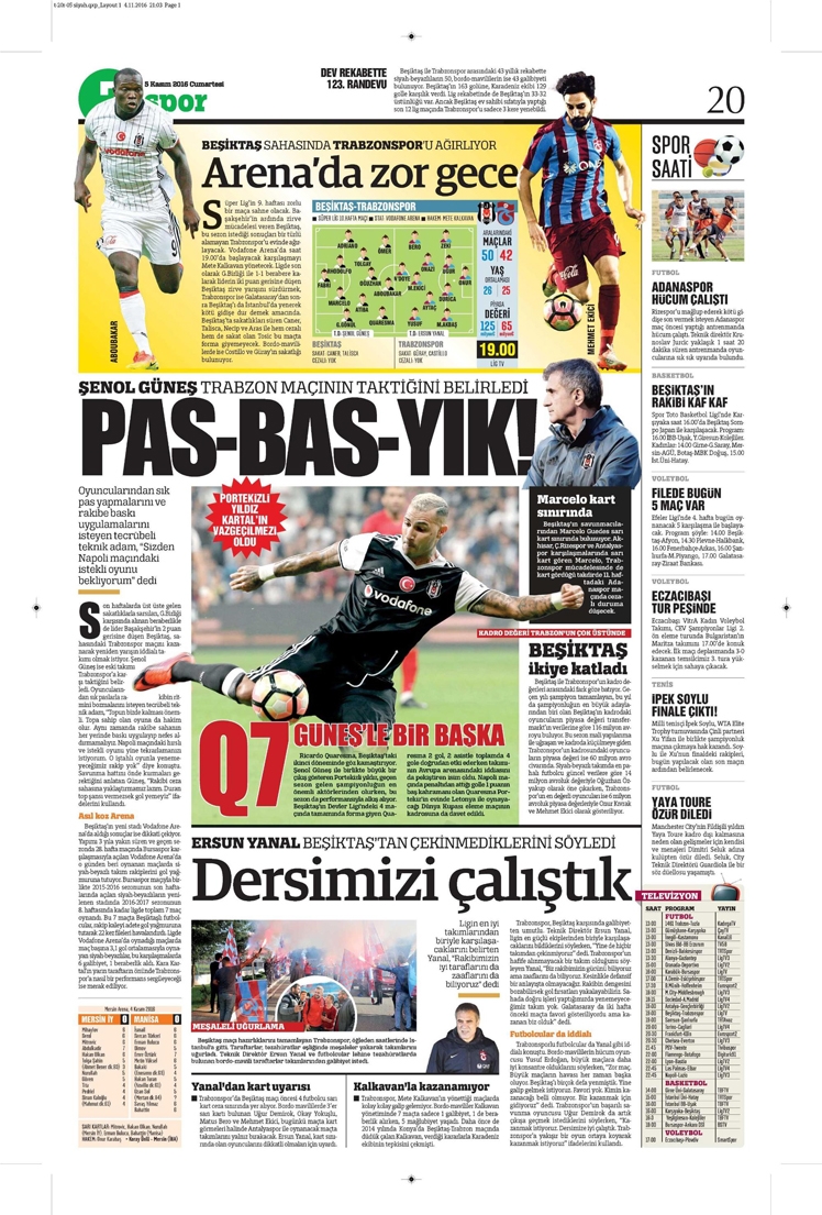 5 Kasım 2016 | Gazetelerin Beşiktaş sayfaları - Görsel 1