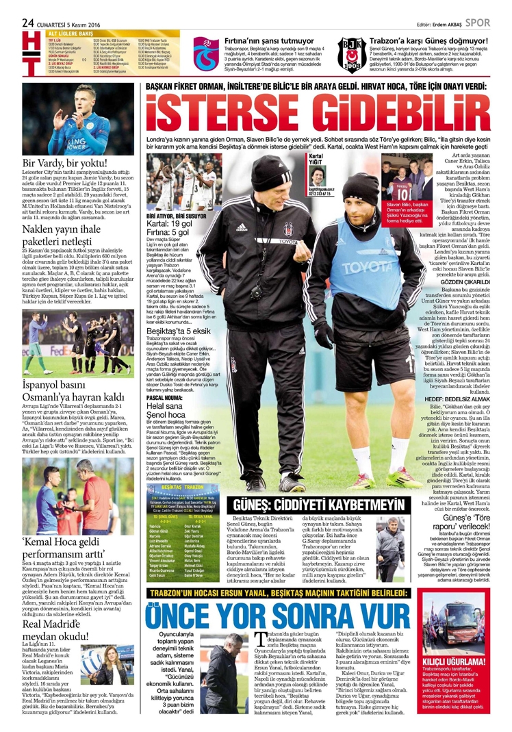 5 Kasım 2016 | Gazetelerin Beşiktaş sayfaları - Görsel 2