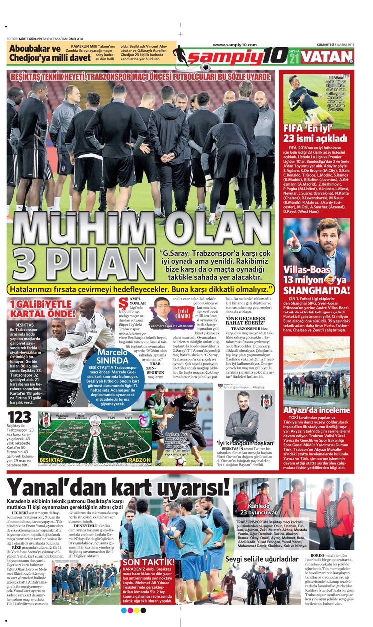5 Kasım 2016 | Gazetelerin Beşiktaş sayfaları - Görsel 3