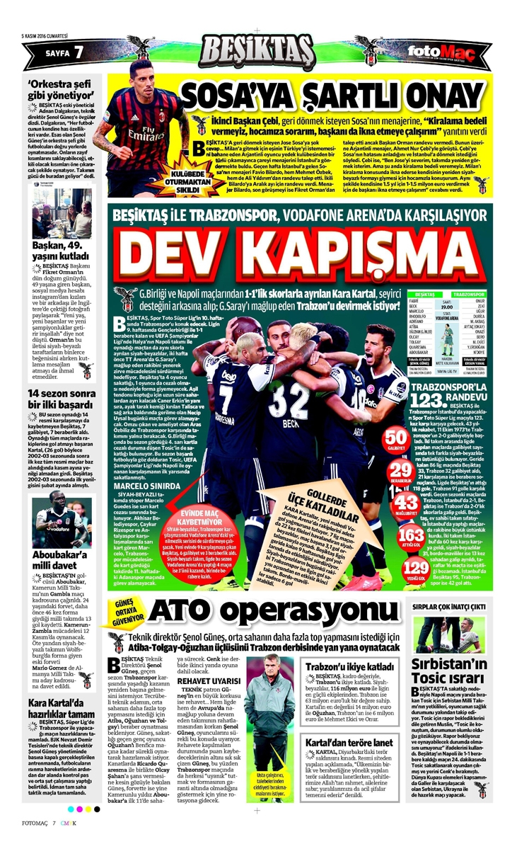 5 Kasım 2016 | Gazetelerin Beşiktaş sayfaları - Görsel 7