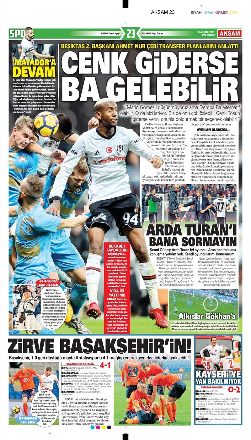 18 Aralık 2017 | Gazetelerin Beşiktaş Manşetleri - Görsel 11