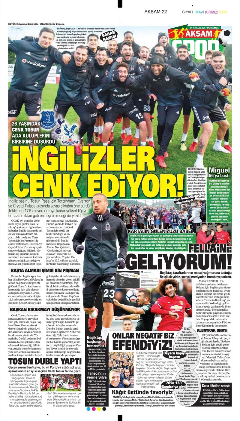 21 Aralık 2017 | Gazetelerin Beşiktaş Manşetleri - Görsel 4