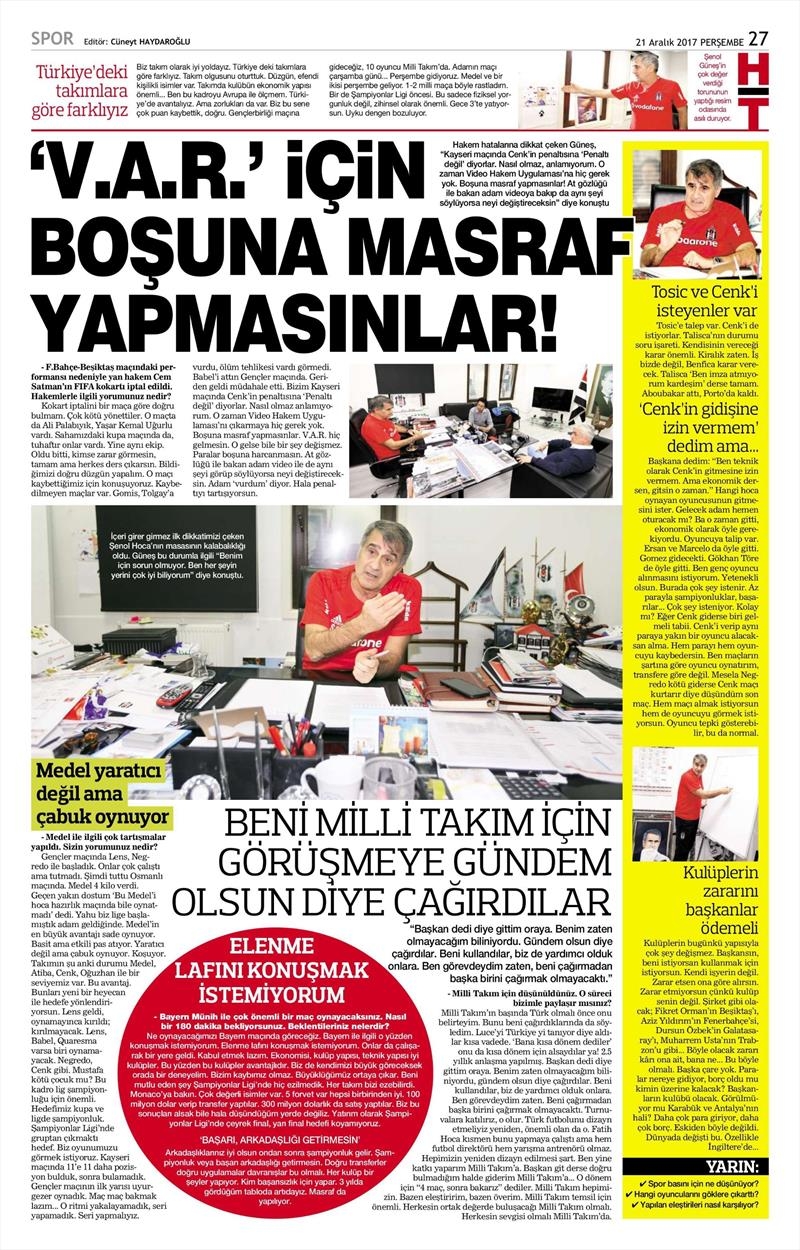 21 Aralık 2017 | Gazetelerin Beşiktaş Manşetleri - Görsel 6