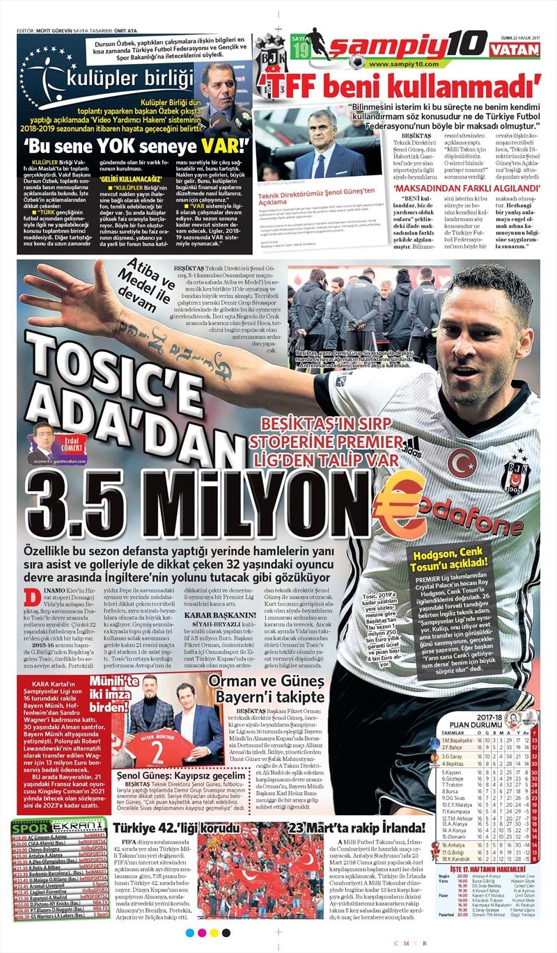 22 Aralık 2017 | Gazetelerin Beşiktaş Manşetleri - Görsel 7