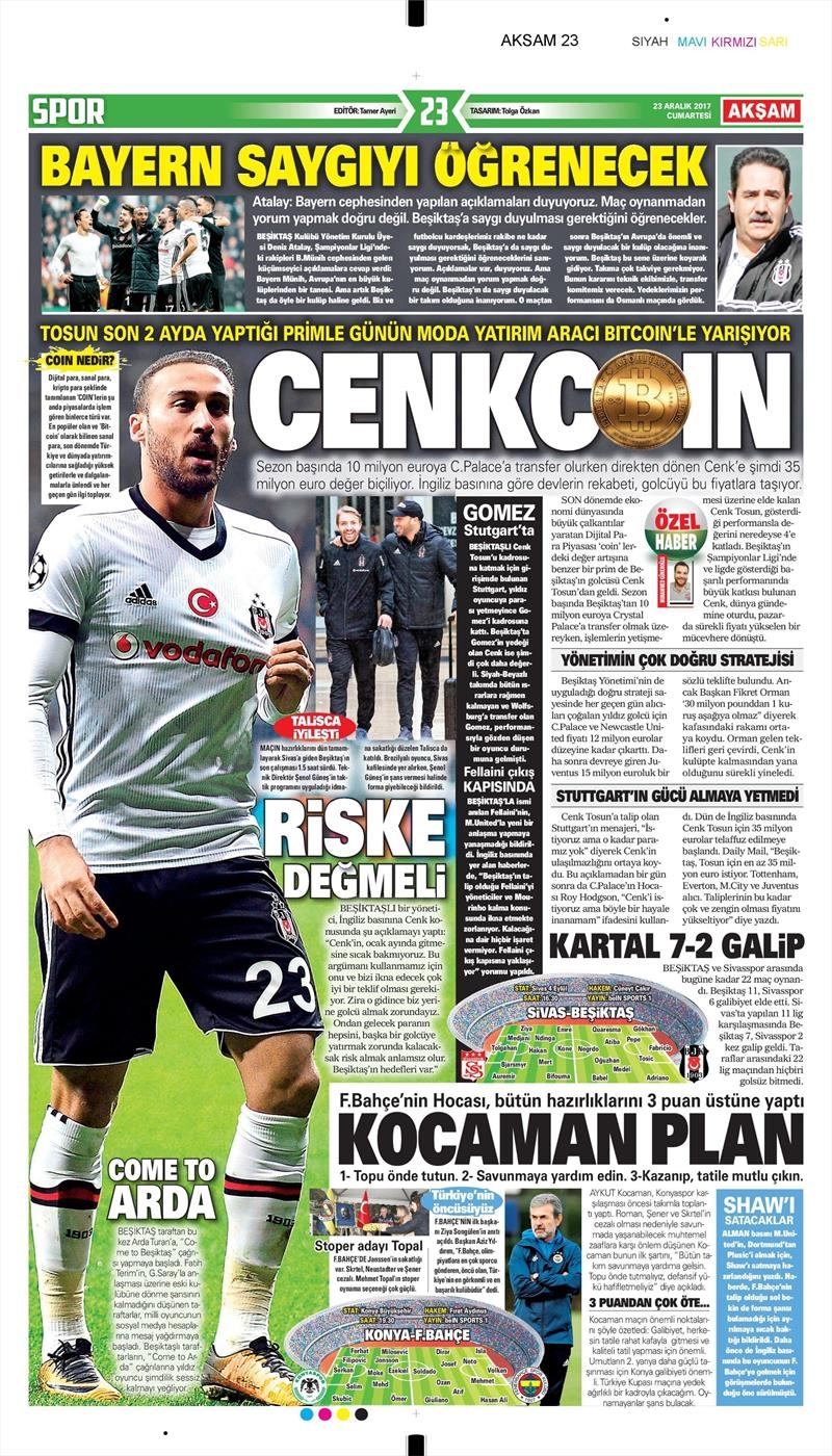 23 Aralık 2017 | Gazetelerin Beşiktaş Manşetleri - Görsel 4
