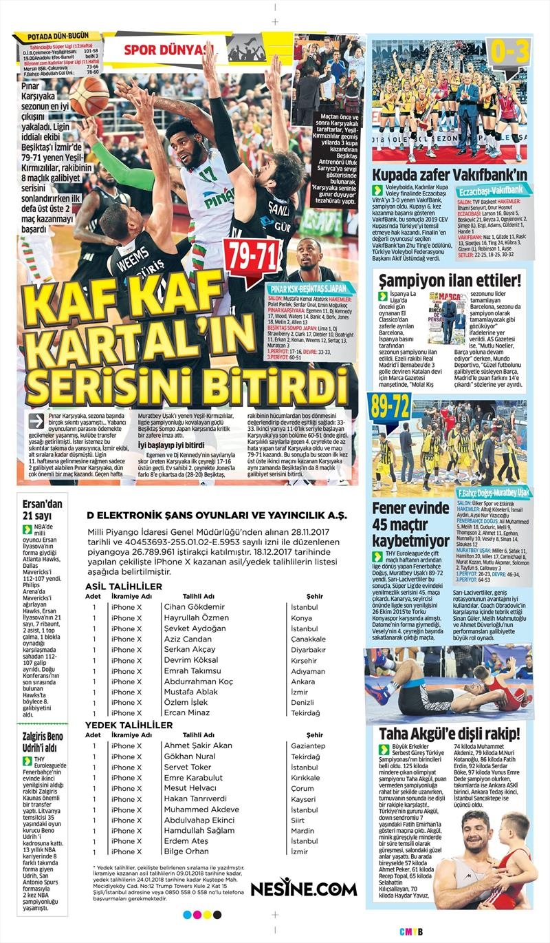 25 Aralık 2017 | Gazetelerin Beşiktaş Manşetleri - Görsel 1