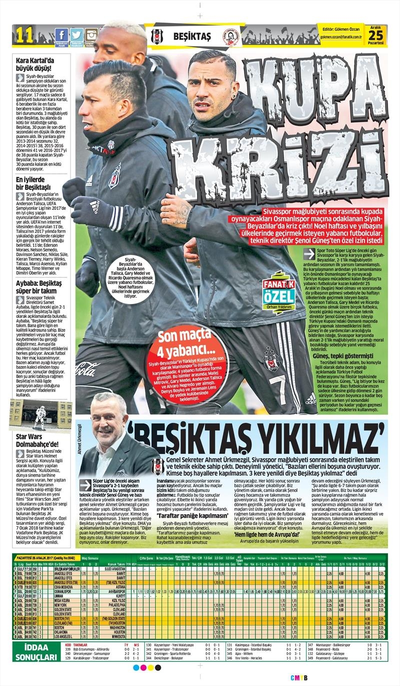 25 Aralık 2017 | Gazetelerin Beşiktaş Manşetleri - Görsel 2