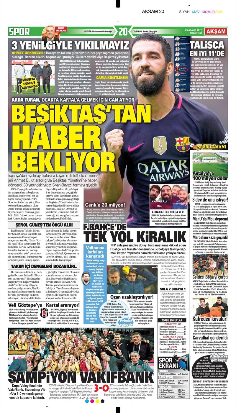 25 Aralık 2017 | Gazetelerin Beşiktaş Manşetleri - Görsel 5