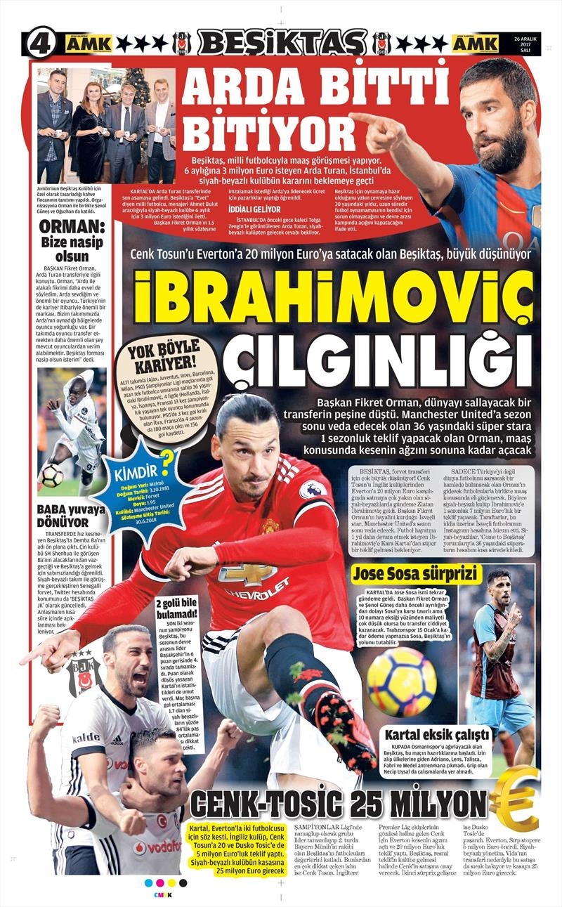 26 Aralık 2017 | Gazetelerin Beşiktaş Manşetler - Görsel 5