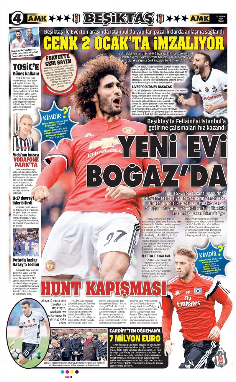31 Aralık 2017 | Gazetelerin Beşiktaş Manşetleri - Görsel 6