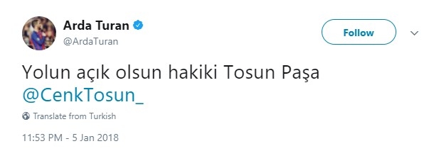 Cenk Tosun’a gelen tebrik ve destek mesajları. Tayyip Erdoğan’dan Hidayet Türkoğlu’na, Arda Turan’dan Burak Yılmaz’a... TFF unuttu mu? - Görsel 8