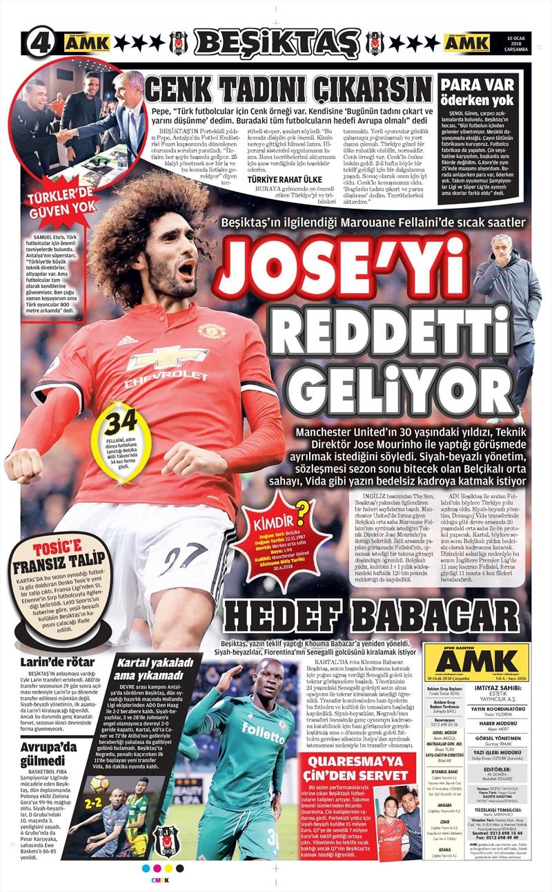 10 Ocak 2018 | Gazetelerin Beşiktaş Manşetleri - Görsel 4