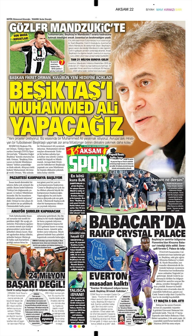 11 Ocak 2018 | Gazetelerin Beşiktaş Manşetleri - Görsel 6
