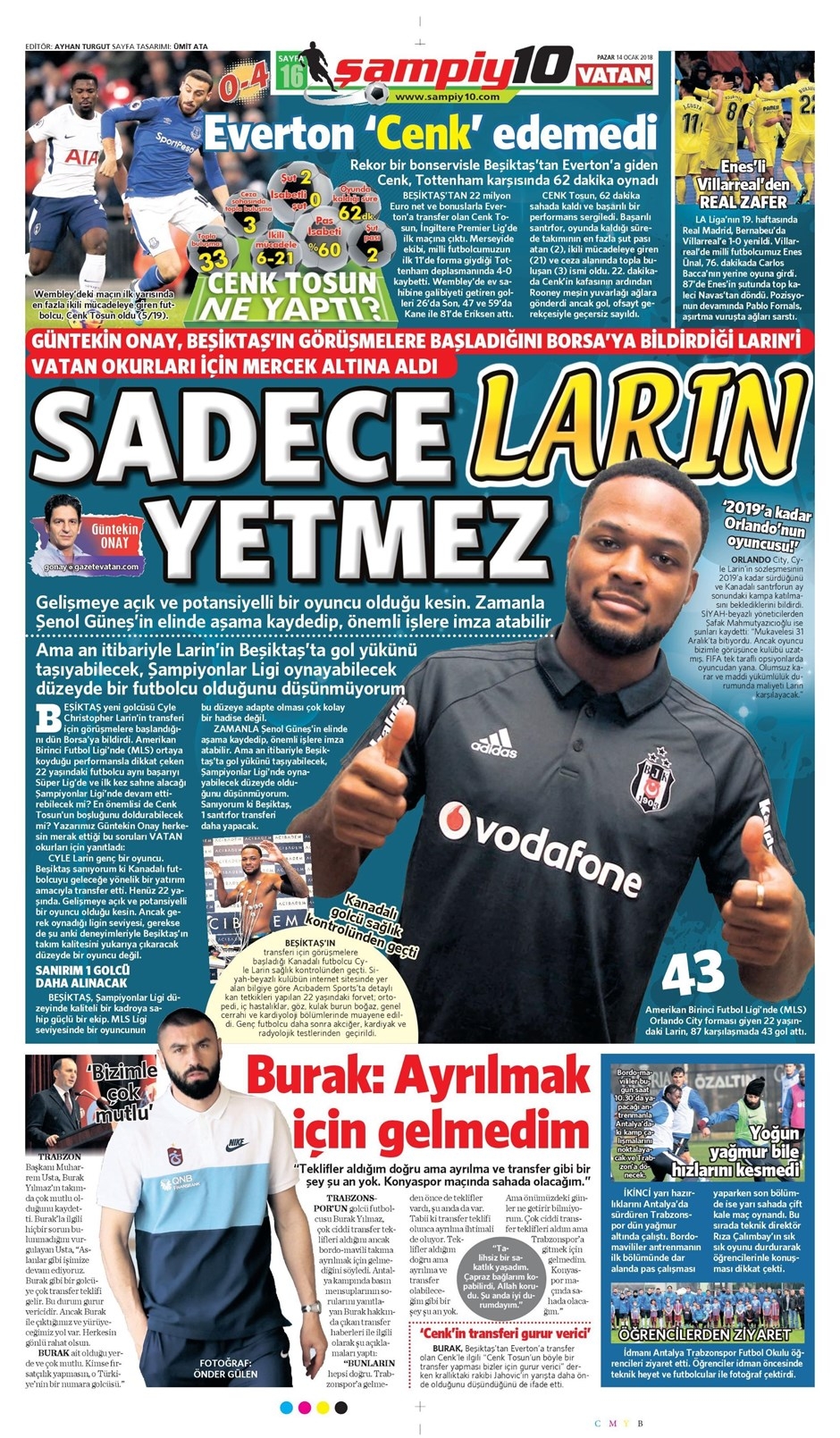 14 Ocak 2018 | Gazetelerin Beşiktaş Manşetleri - Görsel 7