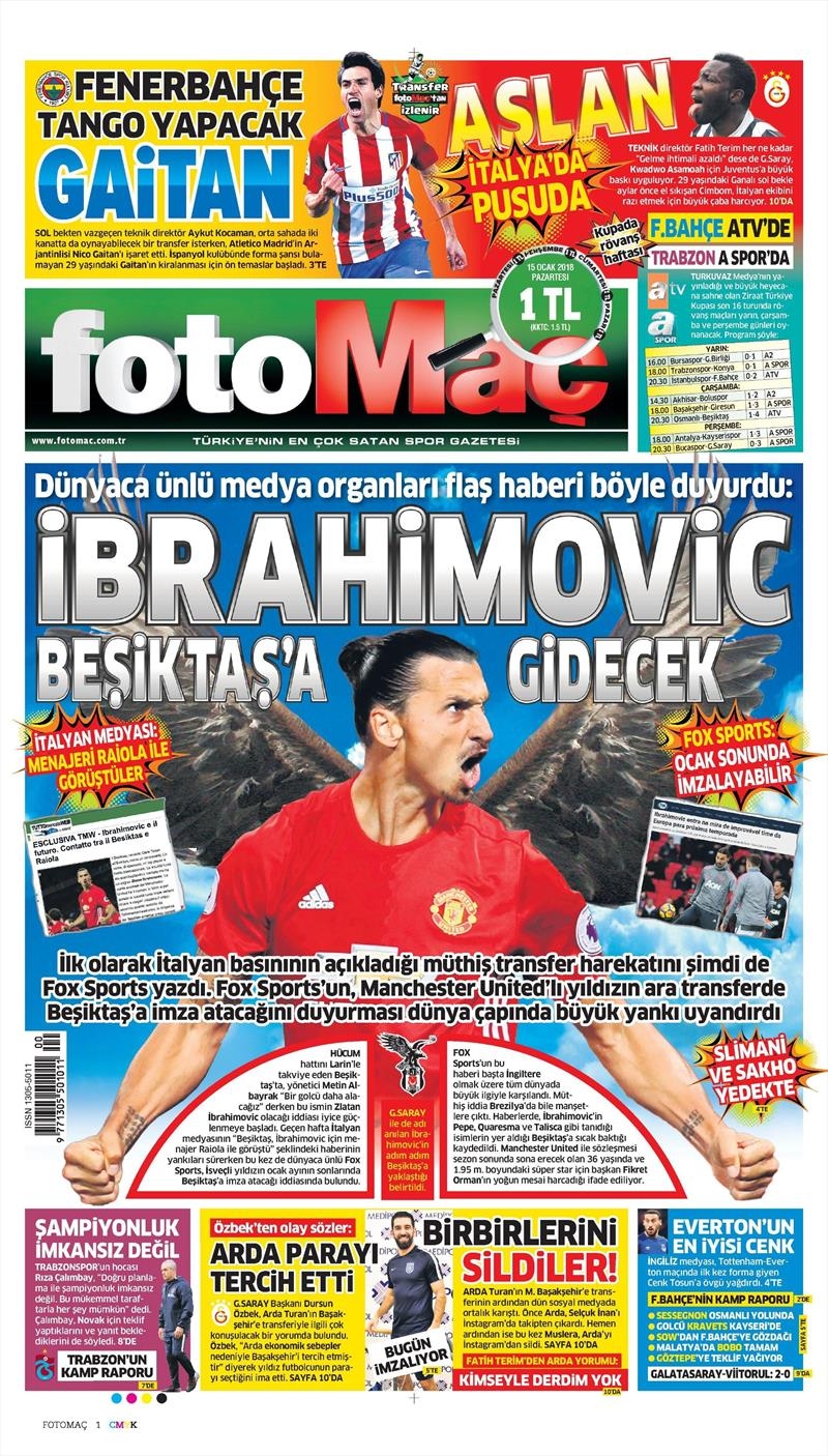 15 Ocak 2018 | Gazetelerin Beşiktaş Manşetleri - Görsel 3