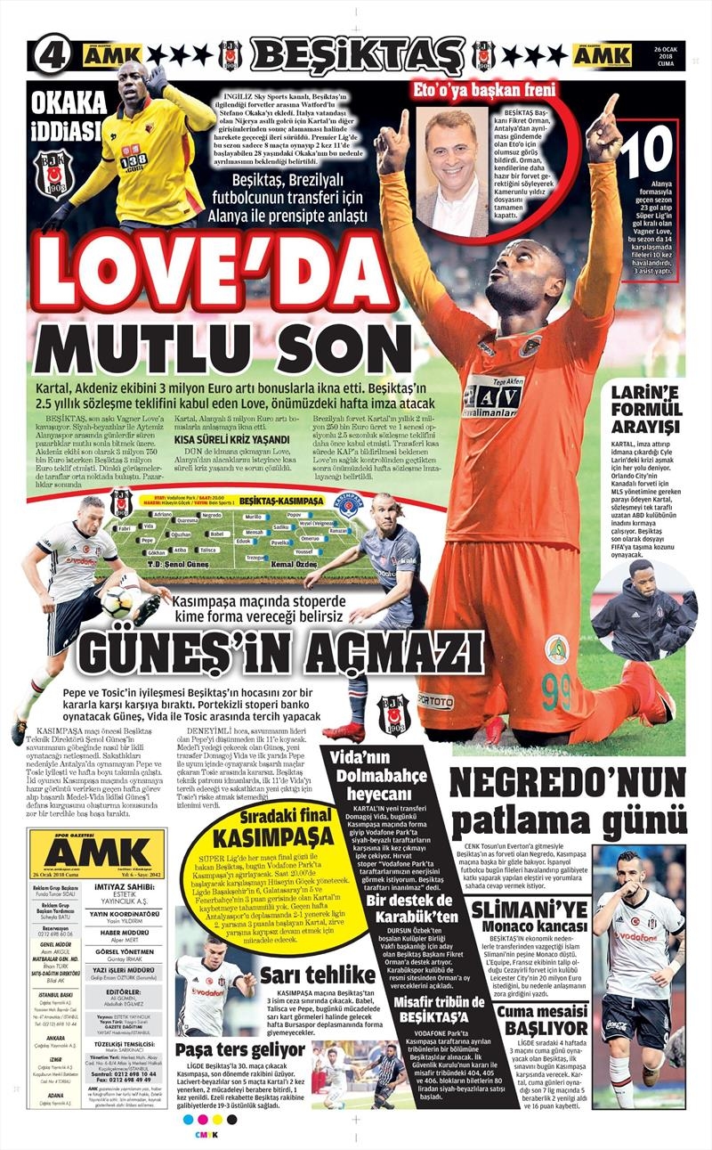 26 Ocak 2018 | Gazetelerin Beşiktaş Manşetleri - Görsel 2