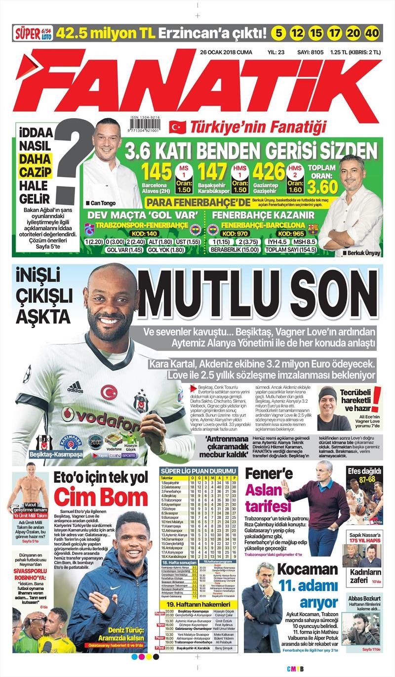26 Ocak 2018 | Gazetelerin Beşiktaş Manşetleri - Görsel 3