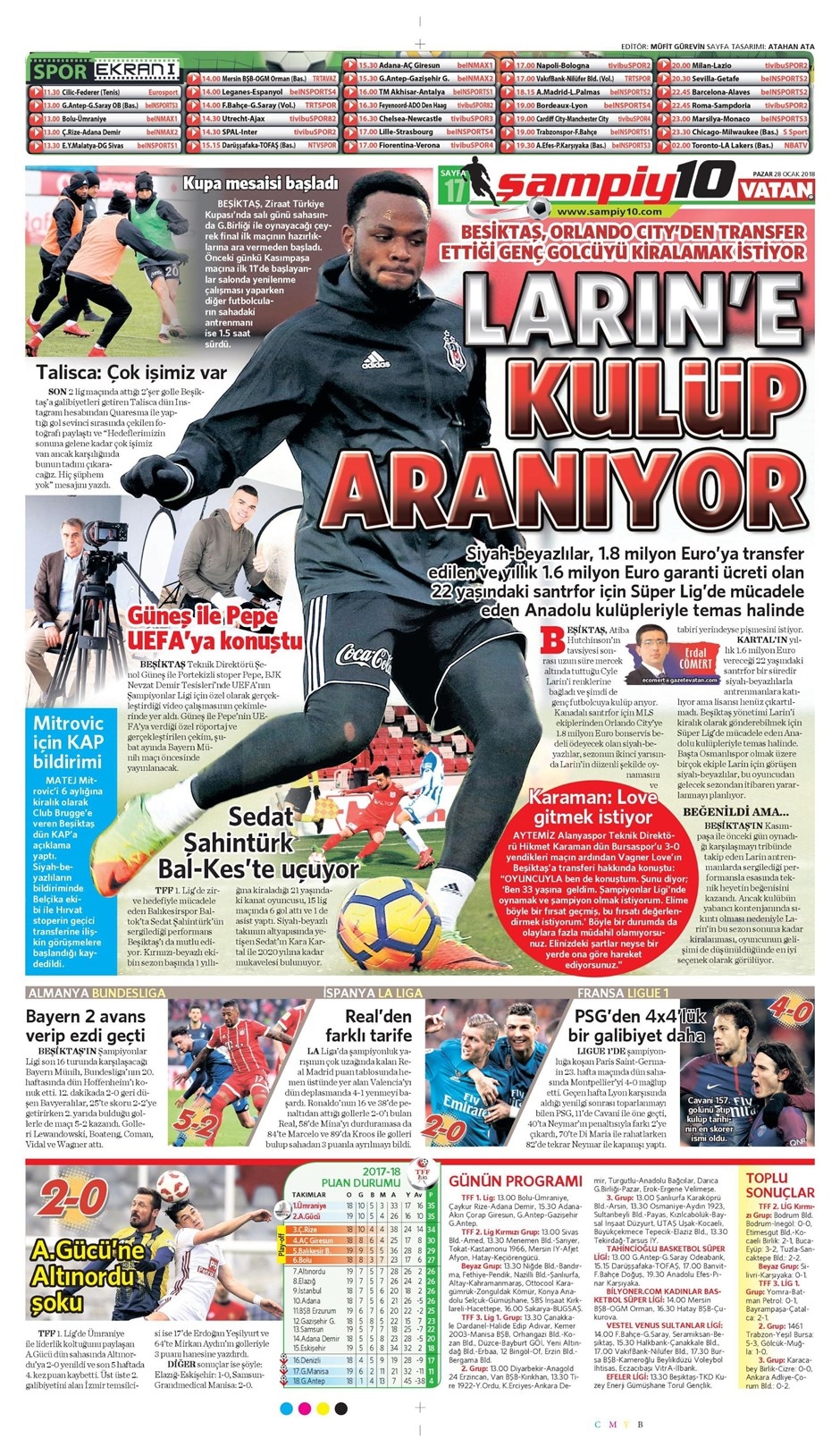 28 Ocak 2018 | Gazetelerin Beşiktaş Manşetleri - Görsel 2