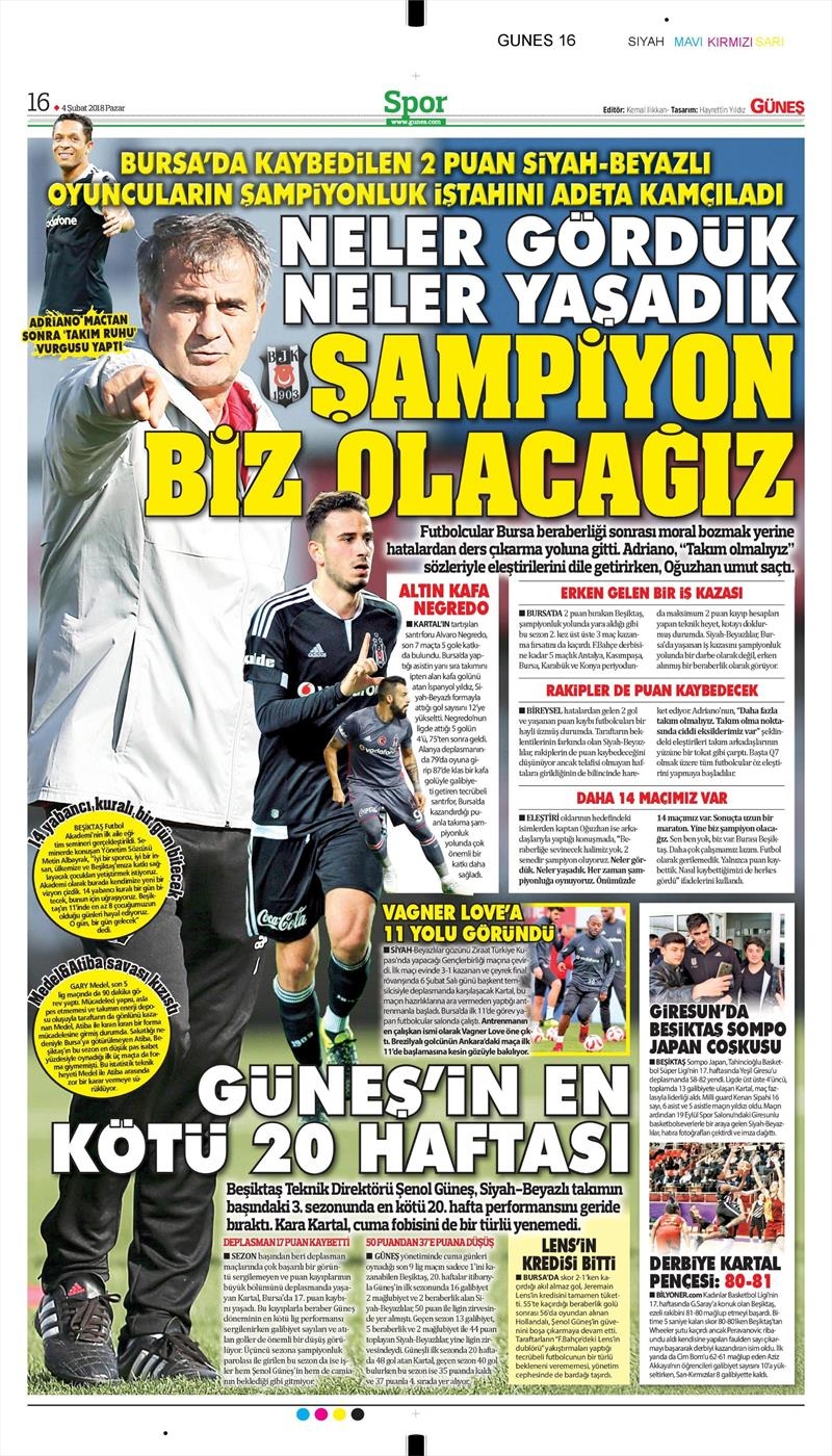 04 Şubat 2018 | Gazetelerin Beşiktaş Manşetleri - Görsel 2
