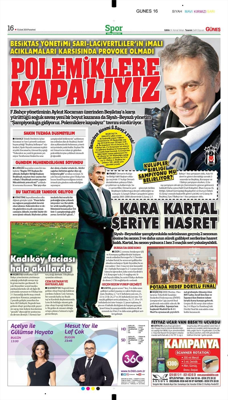 05 Şubat 2018 | Gazetelerin Beşiktaş Manşetleri - Görsel 3
